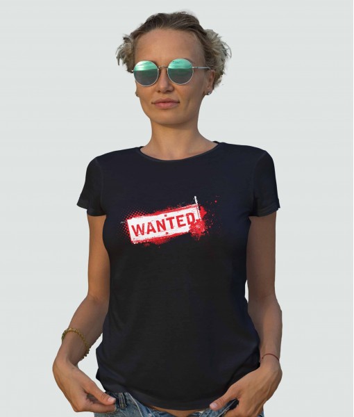Дамска тениска с щампа Текст и надписи WANTED